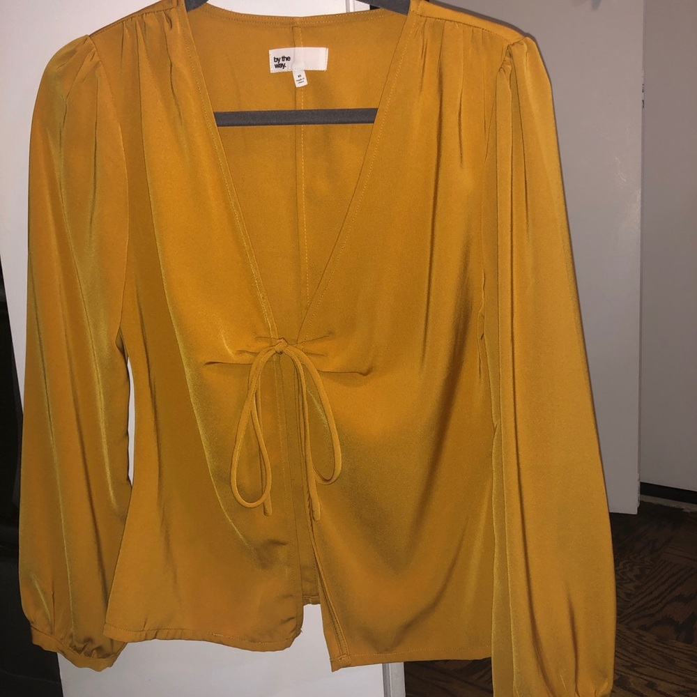 By The Way Deep V Blouse in Mustard